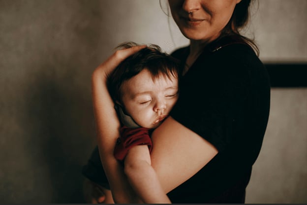 Mom and baby after postpartum therapy at Counseling and Nature Therapy Center in Frisco, Texas